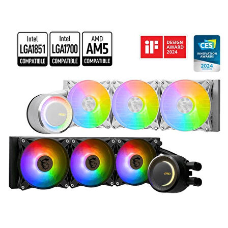 ONTECH - Msı Mag CorelıQuıd E360 Whıte 360mm Argb Sıvı İşlemci Soğutucu (lga 1150/1151/1155/1156/1200/1700/am5 Uyumlu)