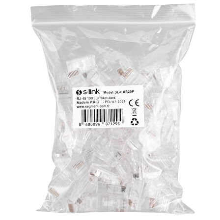 S-lınk Sl-cob20p, Rj45, Yeni Nesil Jac, Utp (100lü Paket)