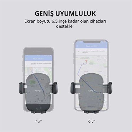 ONTECH - Aukey Hd-c48-bk 360 Derece Tüm Cihazlarla Uyumlu Araç İçi Telefon Tutucu Kolay Kilitleme/bırakma