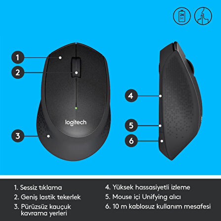 ONTECH - Logıtech M330 Kablosuz Sessiz Usb Optık Mouse Siyah 910-004909
