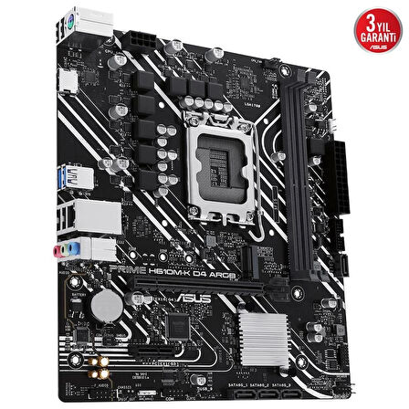 ONTECH - Asus Prıme H610m-k D4 Argb Ddr4 3200mhz 1xhdmı 1xm.2 Usb 3.2 Matx 1700p (12. / 13. Ve 14. Nesil İşlemci Uyumlu)