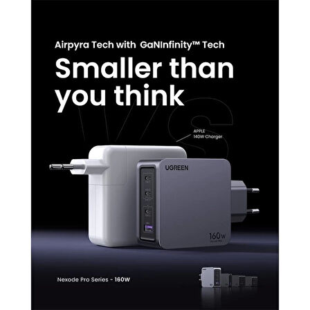 ONTECH - Ugreen Nexode Pro 160w Gan Hızlı Şarj Cihazı 100w Kablolu Type-c Qc Pd 3xusb-c 1xusb-a Gri 25877