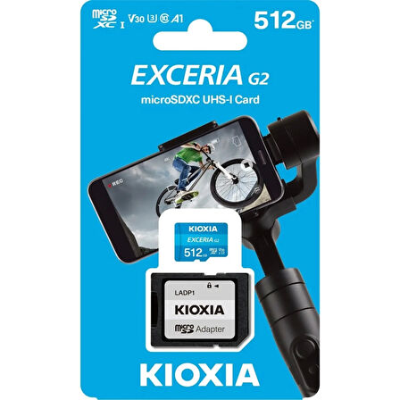 Kıoxıa 512gb Exceriag2, Lmex1l512gg2 U1 V30 4k,  Cl10, 100mb/s, Microsd Kart Bellek (sd Adaptörlü)