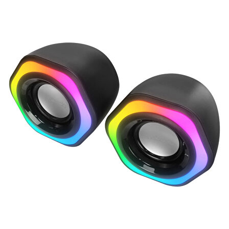 Mıkado Md-176, 6w, 1+1, Masaüstü, Rgb Aydınlatma, Usb, Siyah Kasa, Speaker