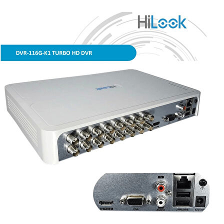 Hılook Dvr-116g-k1, 16kanal, 2mpix, H265, 1 Hdd Desteği, 5in1 Dvr Cihazı