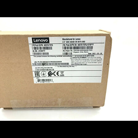 LENOVO 4XB7A17076, 480Gb SSD, 5300 ENTRY Sata 6Gb, HOT SWAP THINKSYSTEM