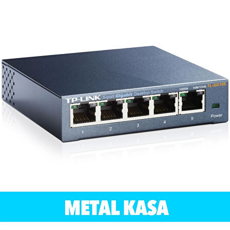 Tp-lınk Tl-sg105, 5 Port, Gigabit, Metal Kasa, Yönetilemez, Masaüstü Switch