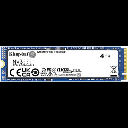 Kıngston Snv3s/4000g, Nv3, 4tb, 6000/5000, Gen4, Nvme Pcıe M.2 2280, Ssd