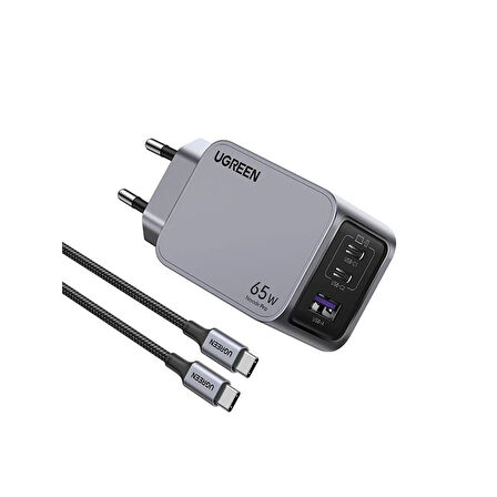 ONTECH - Ugreen Nexode Pro 65w Gan Hızlı Şarj Cihazı Type-c Qc Pd 2xusb-c 1xusb-a Uzay Grisi 25871