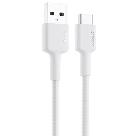 ONTECH - Aukey Cb-cd30-wh Naylon Örgülü Usb-a Type-c Şarj Kablosu 0.9mt