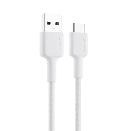 ONTECH - Aukey Cb-cd30-wh Naylon Örgülü Usb-a Type-c Şarj Kablosu 0.9mt
