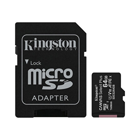 Kıngston Sdcs2/64gb, Canvas, Cl10, 100mb/s, Microsd Kart Bellek (sd Adaptörlü)