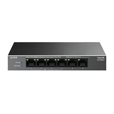 ONTECH - Tp-lınk Ls106lp 4 Port 10/100 + 2 Port Rj45 Uplınk 41w 250 Metre Poe Mesafe Metal Kasa Swıtch