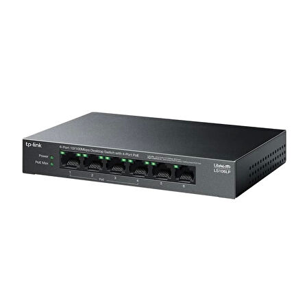 ONTECH - Tp-lınk Ls106lp 4 Port 10/100 + 2 Port Rj45 Uplınk 41w 250 Metre Poe Mesafe Metal Kasa Swıtch