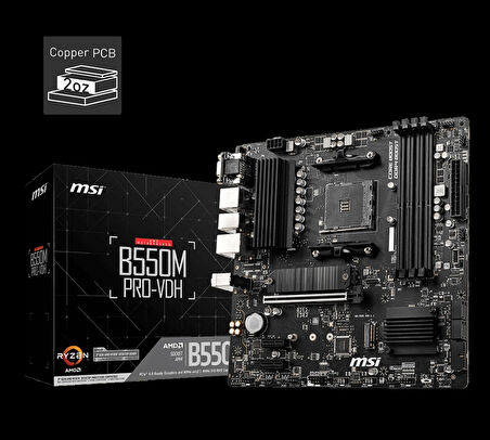 ONTECH - Msı B550m Pro-vdh Ddr4 4400mhz 1xvga 1xdmı 1xdp 2xm.2 Usb 3.2 Matx Am4 (amd 5000 Ve 3000 Serisi İşlemci Uyumlu)