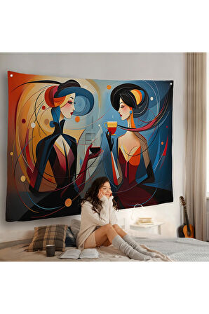 Kandinsky Tarzı Güzel Kadınlar Duvar Örtüsü-7248