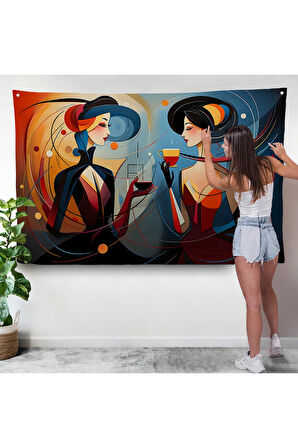 Kandinsky Tarzı Güzel Kadınlar Duvar Örtüsü-7248