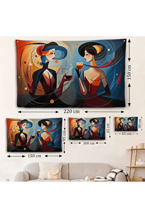 Kandinsky Tarzı Güzel Kadınlar Duvar Örtüsü-7248