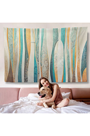 Renkli Soyut Dekoratif Duvar Örtüsü-7249