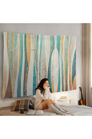 Renkli Soyut Dekoratif Duvar Örtüsü-7249