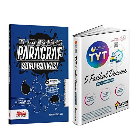 Aydın TYT 5 Fasikül Deneme ve AKM Paragraf Soru Bankası Seti 2 Kitap