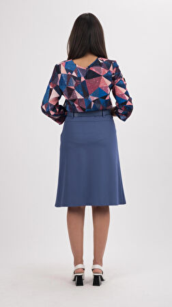 SORALLİNE KADIN OFİS ETEK 3 PİLE 65 CM BOYUNDA 724 MAVİ MEVSİMLİK ÜRÜN