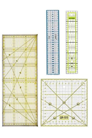 Terzi Modelist Patchwork Kesme Kapitone Dikiş Şeffaf Cetvel Seti 4 Parça
