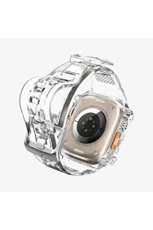 Spigen Apple Watch 49mm (Ultra 2/1) Kılıf & Kordon Kayış Rugged Armor Pro Crystal Clear Outlet