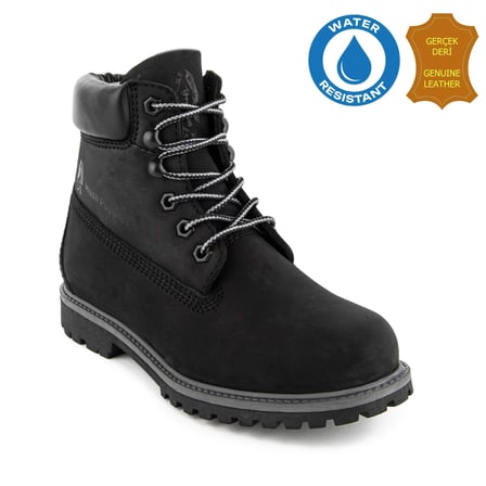 Hush Puppies Empresa 725039 Gerçek Deri, Anatomik, WaterResist Kadın Bot Siyah