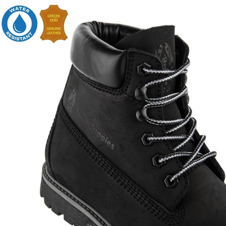 Hush Puppies Empresa 725039 Gerçek Deri, Anatomik, WaterResist Kadın Bot Siyah