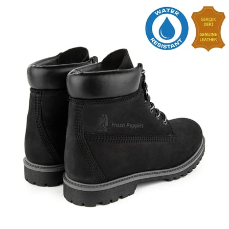 Hush Puppies Empresa 725039 Gerçek Deri, Anatomik, WaterResist Kadın Bot Siyah