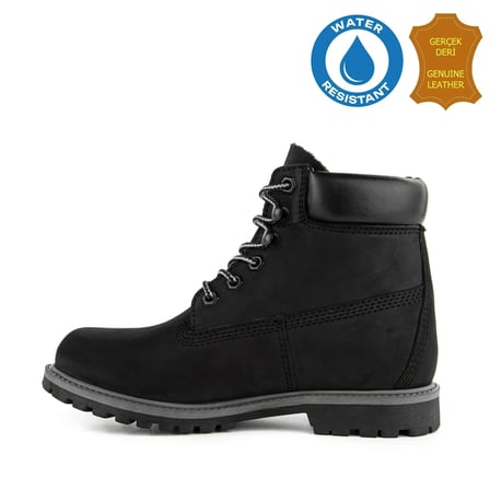 Hush Puppies Empresa 725039 Gerçek Deri, Anatomik, WaterResist Kadın Bot Siyah