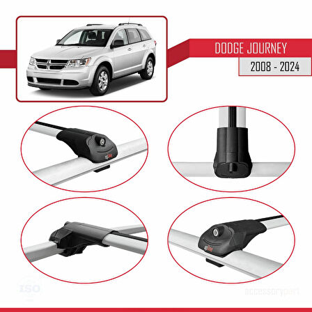 Dodge Journey 2008 ve Sonrası ile Uyumlu ACE-1 Ara Atkı Tavan Barı Gri 2 Adet