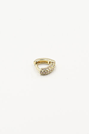 Modern Üçgen Tasarımlı Zirkon Halka Tragus Piercing – Gold | Parlaklığını Korur, Cilt Dostu