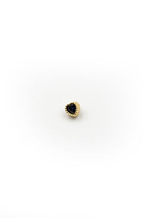 Gold Lacivert Zirkon Kalp Tragus Helix Piercing - Anti Alerjik, Kararma Yapmaz