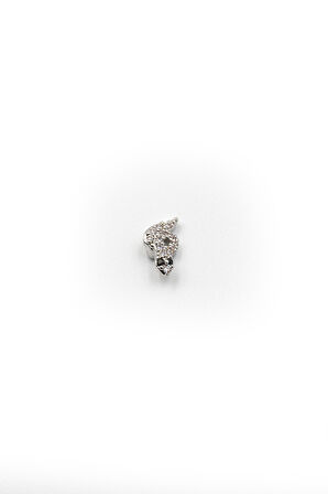 Gümüş Zirkon İşlemeli Yılan Tragus Helix Piercing - Anti Alerjik, Kararma Yapmaz