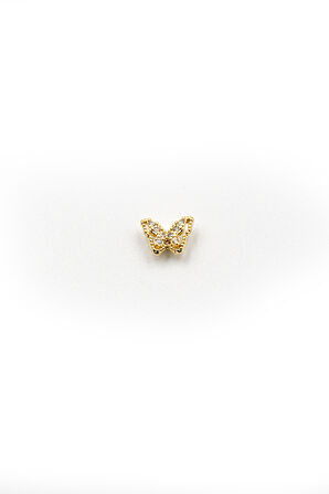 Gold Taşlı Kelebek Tragus Helix Piercing – Anti Alerjik, Kararma Yapmaz