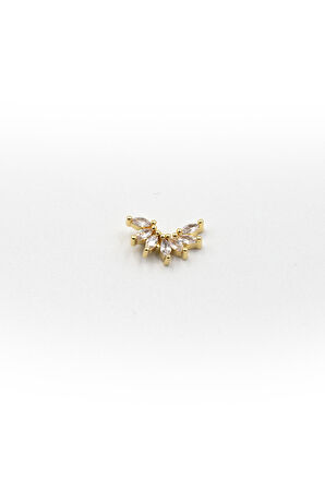 Çoklu Taş Detaylı Gold Tragus Piercing – Helix Uyumlu Anti Alerjik