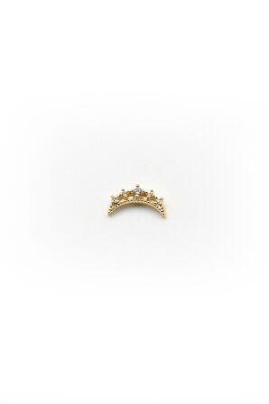 Gold Işıltılı Ay Model Tragus & Helix Piercing – Anti Alerjik, Kararma Yapmaz, 8 mm Bar