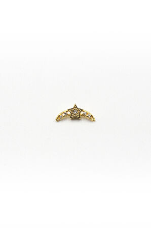 Gold Ay Yıldız Tragus & Helix Piercing – Şık Tasarım, Anti Alerjik, Kararma Yapmaz