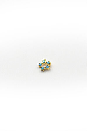 Turkuaz Taşlı Şık Tragus & Helix Piercing – Anti Alerjik, Kararma Yapmaz, Gold Kaplama