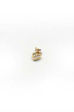 Kalp Sallantılı Tek Taş Tragus & Helix Piercing – Gold, Anti Alerjik, Kararma Yapmaz