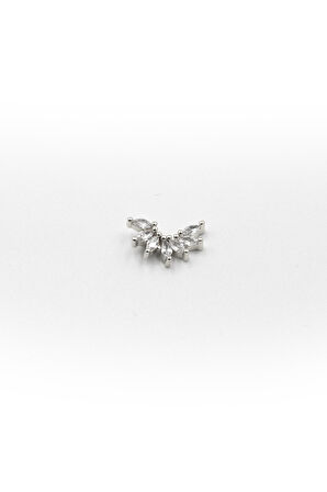 Çoklu Taş Detaylı Gümüş Tragus Piercing – Helix Uyumlu Anti Alerjik