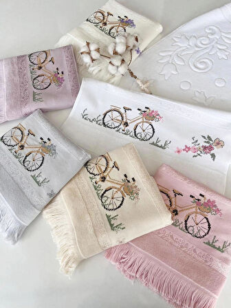 MYSOFT 50X90 RENKLİ NAKIŞLI HAVLU - BİSİKLET