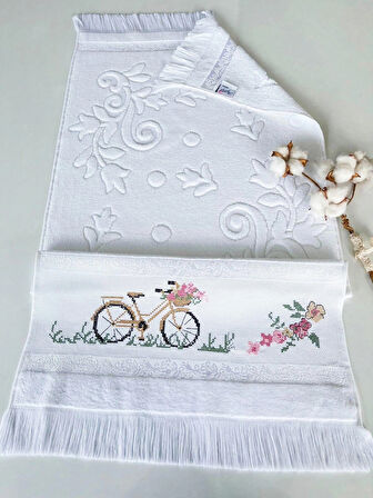 MYSOFT 50X90 RENKLİ NAKIŞLI HAVLU - BİSİKLET