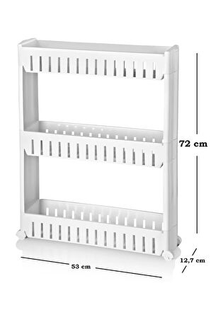 Fiore 3 Katlı Tekerlekli Banyo Düzenleyici Raf Ünitesi – Çok Amaçlı Dikdörtgen Slim Banyo Organizer