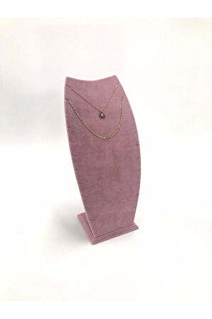 Yerli Üretim Dubai Model Süet Kumaş Pembe Renk 25/12 Cm Kolye -zincir Ayaklı Stand