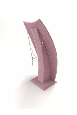 Yerli Üretim Dubai Model Süet Kumaş Pembe Renk 25/12 Cm Kolye -zincir Ayaklı Stand