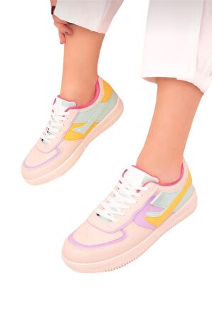 Sneaker Kadın Spor Ayakkabı BEJ - PEMBE