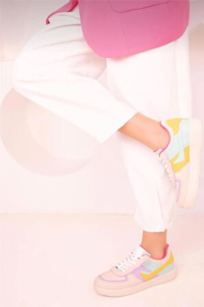 Sneaker Kadın Spor Ayakkabı BEJ - PEMBE